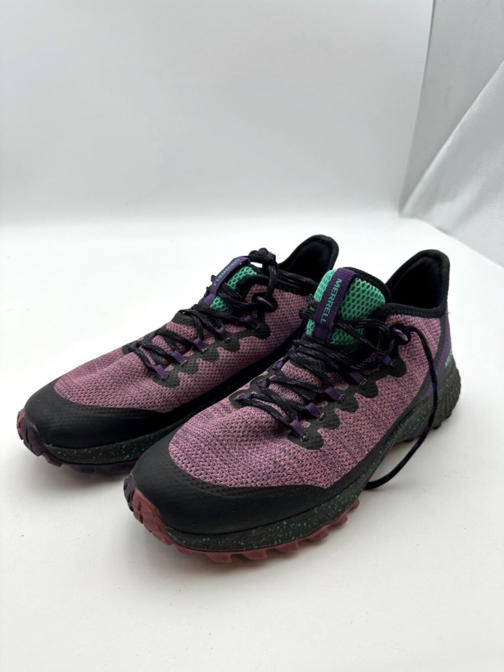 Merrell Womens 9 Purple Black Trail Running Shoe Quantum Grip Knit Mesh